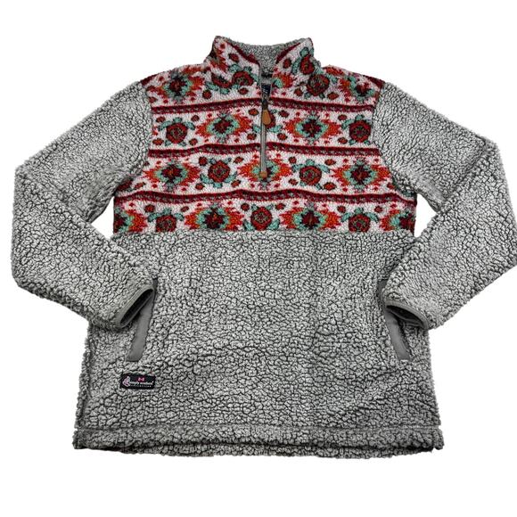 Simply Southern Sweaters - Simply Southern Plush Fleece Aztec Southwestern Cozy Pullover Women's Size M